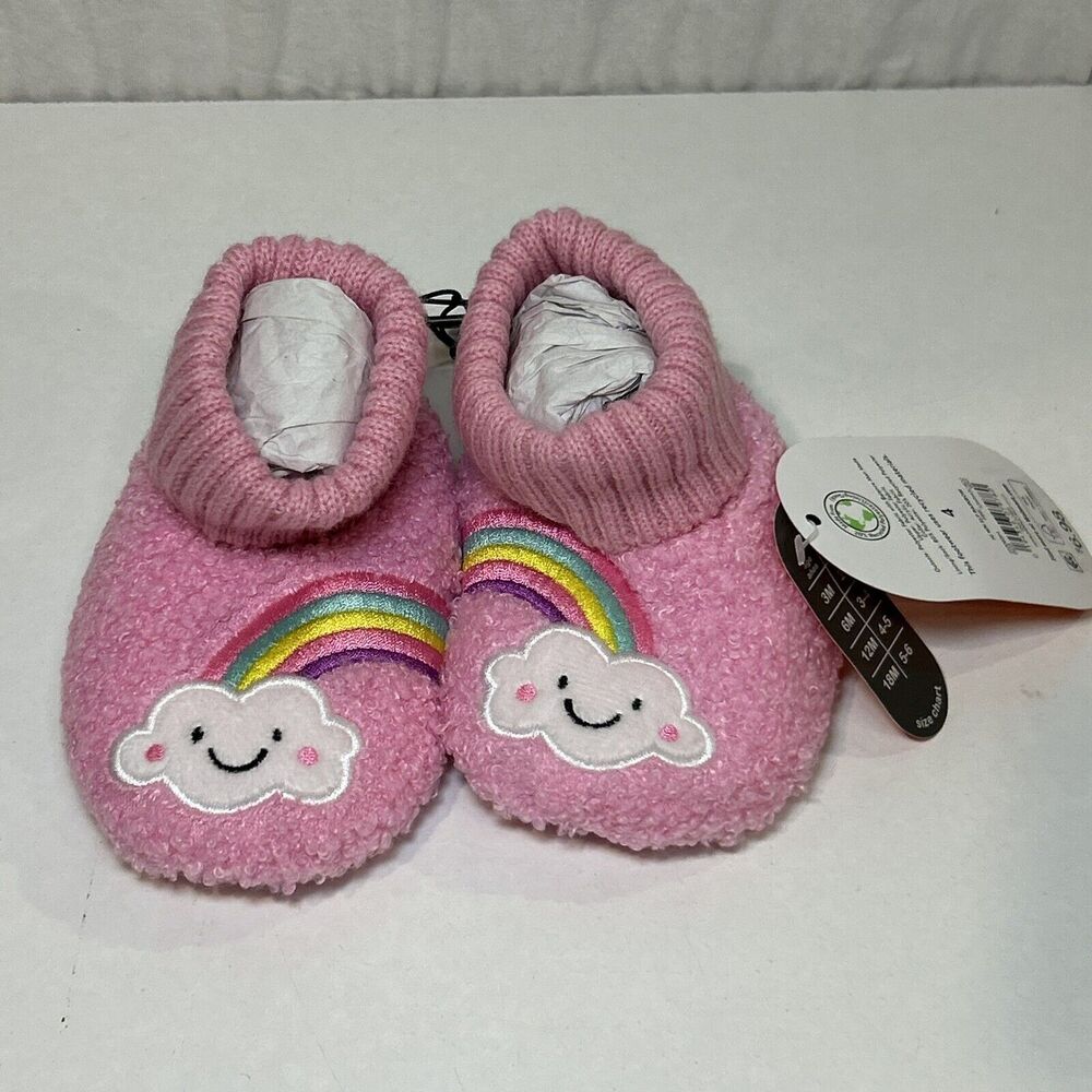 Wonder Nation‎ Baby Girls Rainbow Bootie Slippers Size 4 Pink